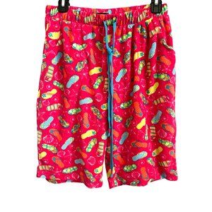 Rene Rofe Pink Sleep Shorts With Flip Flops, Sea Shells, Size Large